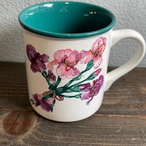 Vintage Potpourri Press "Royal Iris" Mug 1992 White and Green with‎ Purple Iris